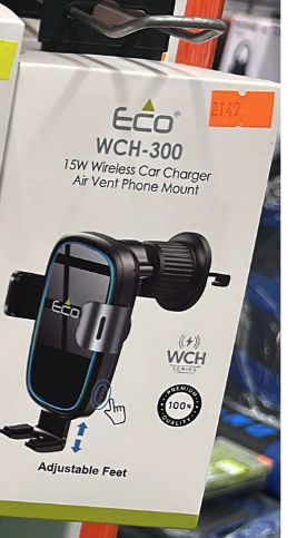 🔹 ECO WCH-300 – מטען אלחוטי לרכב עם זרוע (פתחי מזגן)